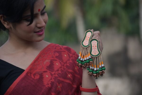 GREEN & ORANGE TULSI EARRING - Image 4