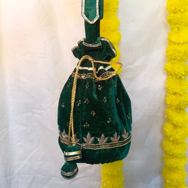 Bottle Green Velvet Batua