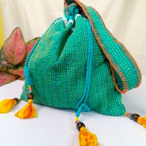 Teal Blue Kantha Batua