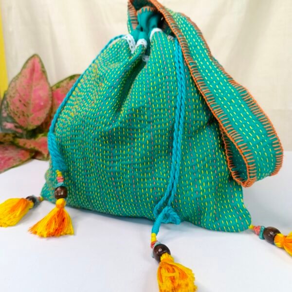 Teal Blue Kantha Batua
